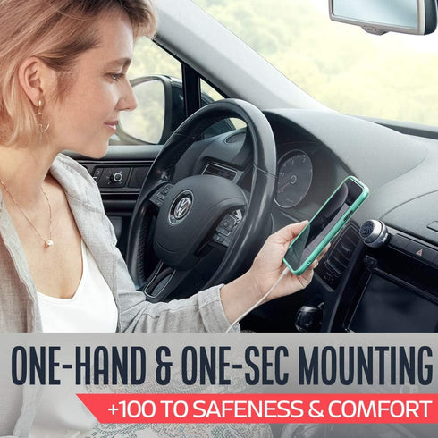 Universal Car Phone Mount Magnetic - All-Metal iPhone Car Mount for Any Smartphone or GPS - Truly One-Handed Cell Phone Holder for Car Dashboard...