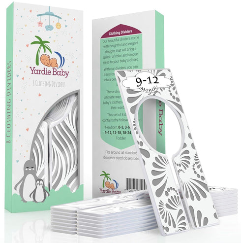 Closet Dividers for Baby Clothes by YardieBaby - Set of 8 Baby Clothing Size Age Hanger Dividers from Newborn Infant to Toddler Months Boys/Girls ...