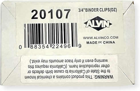 Alvin 20107 Small 3/4" Binder Clips (Pack of 12), Tempered Spring Steel Material for Durability, with Sturdy Wire Handles, Foldable Handles for Ha...