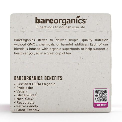 BareOrganics Radiant Tea withuperfoods & Probiotics | Compatible Tea Pods | USDA Certified Organic, Vegan, Non-GMO & Recyclable, 10ctingleerve Cup...