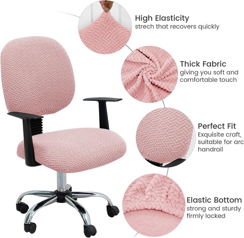 MIFXIN Computer Office Chair Cover Stretch Elastic Slipcover 2 Piece Stretchable Knitted Universal Computer Chair Seat Cover Furniture Protector f...