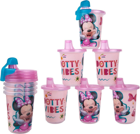The First Years Take & Toss Disney Minnie Mouse Sippy Cups - Reusable Toddlers Cups with Lids - Kids Party Pack with 2 Travel Caps - 10 Oz - 10 Co...