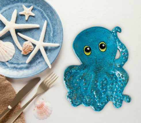 Octopus Spoon Rest For Stove Top Ceramic Spoon Rest For Kitchen Counter Cute Spoon Holder For Stove Blue Utensil Rest For Stove Top...