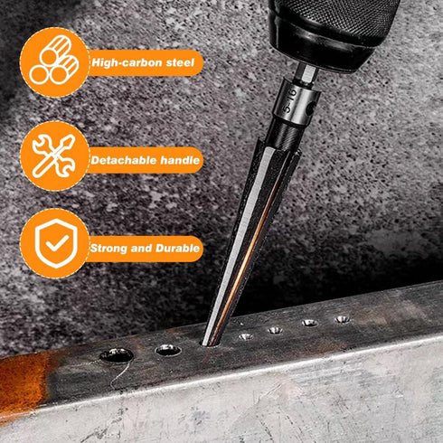 2Pcs Bridge Pin Hole Reamer, 3-13mm(1/8''-1/2'') & 5-16mm(½-5/8") T Handle Taper Reamer Set, 6 Fluted Chamfer Reaming Tool, Bridge Pin Hole Handle...