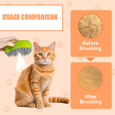 Cat Steam Brush,3 in 1 Steamy Cat Brush for Shedding,Steamy Cat Brush for Long & Short Haired Cats & Dogs, Pets Grooming Portable Pet Hair Removal...