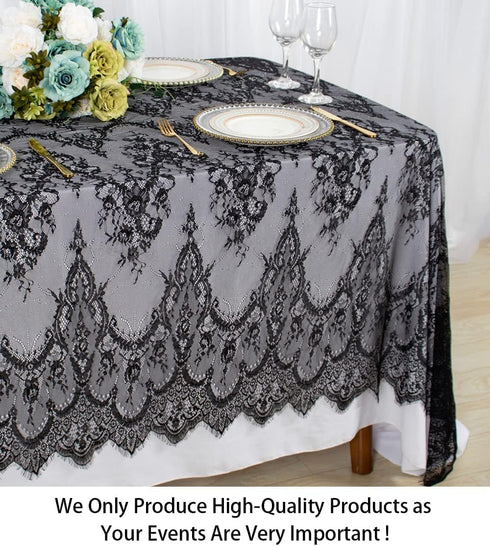 ShinyBeauty Lace Tablecloth Rectangle 60''x120'' Black Lace Party Tablecloth Rustic Floral Lace Table Cloth Vintage Lace Overlays Tea Party Tablec...