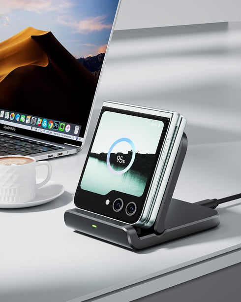 Wireless Charger for Samsung Z Flip 6, SwanScout 501S, Foldable Fast Wireless Charging Stand for Galaxy Z Flip 6/5/4/3, Charging Station for Samsu...
