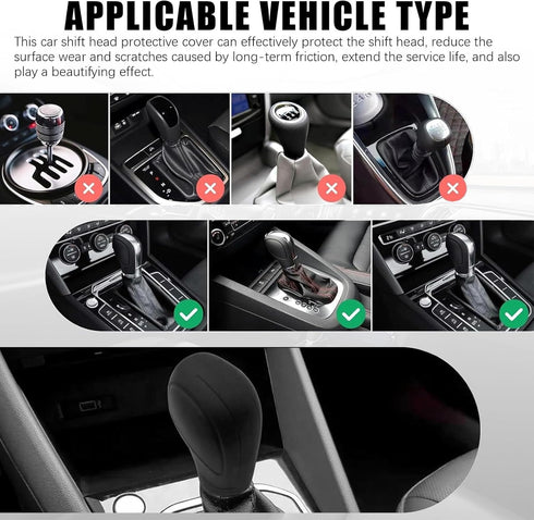 2 PCS Car Silicone Gear Shift Knob Cover, Flexible Anti-Slip Anti-Scratch Protector, Side Opening Design Shift Lever Decorative Accessories, Unive...