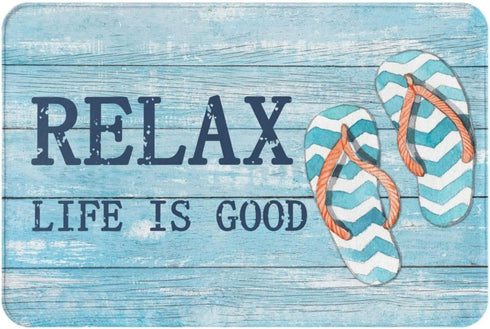 Beach Flip Flops Summer Coastal Blue Indoor Doormat Durable Welcome Front Door Mats Entryway Rugs Non-Slip Absorbent Area Rugs Resist Dirt Carpet ...