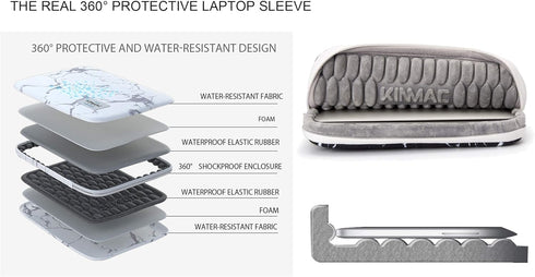 Kinmac Camellia 360° Protective Waterproof 12 inch-13.3 inch Laptop Case Bag Sleeve with Handle for Surface Pro,MacBook Pro 13",MacBook 12",New Ma...