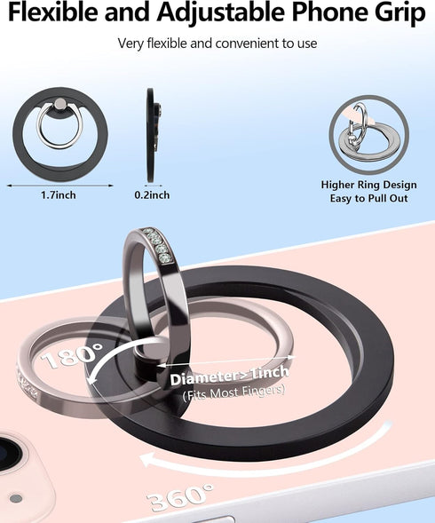 Magnetic Phone Grip (MagGo) Removable Phone Holder Stand Adjustable Finger Ring Grip Compatible with Magsafe for All Smartphone/Case (Rose Gold).....