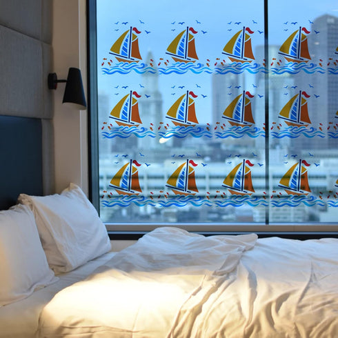 FINGERINSPIRE Nautical Sailboat Stencil for Painting 11.8x11.8 inch Hollow Out Seagulls Sea Fish Craft Stencil Reusable Sea Water Wave Stencil Boa...