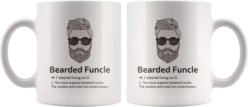 Panvola Bearded Funcle Definition Mug Uncle Gifts From Niece Nephew Brother Sister Father's Day Funny Bearded Uncle Ceramic Coffee Cup 11 oz White...
