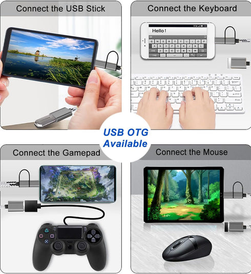 2-in-1 USB C/Micro USB to USB Adapter, USB to USB C OTG Adapter Cable Compatible with Samsung Galaxy S21 S22 S23 Note 20/10 A53, Google Pixel and ...