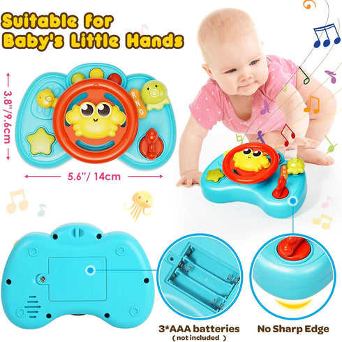 MOONTOY Steering Wheel Toys for Baby 6-12 Months, Simulated Driving Wheel, Interactive Baby Toys, Musical Pretend Driving Toy, Learning Toys for 6...