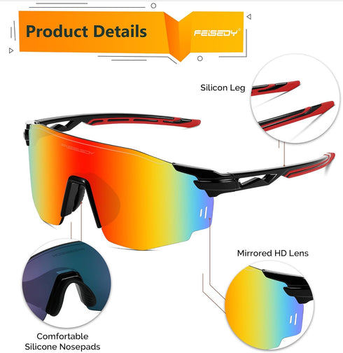 FEISEDY Rimless Sports Sunglasses for Men Women Tr90 Frame for Cycling Fishing Running B0116...