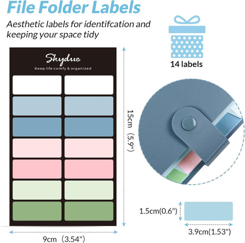 SKYDUE Expanding File Organizer with 8 Pockets, Accordion File Folders with Labels, Portable Document Paper Bill Receipt Organizer, Home College S...