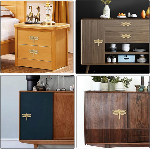 4PCS Dragonfly Knobs Handles Unique Dragonfly Shape Decorative Handles with Mounting Screws Furniture Hardware Accessories for Cabinet Wardrobe Dr...