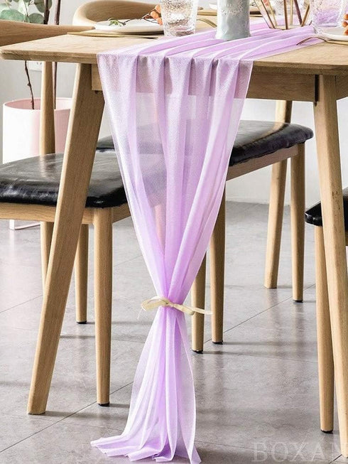 BOXAN Rustic 30x120 Inch Light Purple Sheer Table Runner for Boho Lavender Wedding Party Decor,Romantic Bridal & Baby Shower Lilac Reception Table...