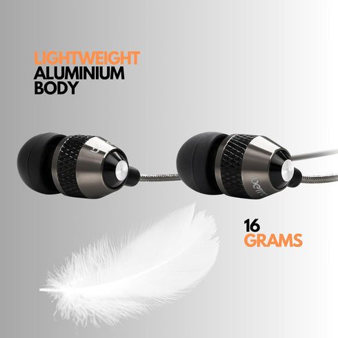 Betron B25 Earphones, Noise Isolating in-Ear Wired Headphones with Strong Bass, Tangle-Free Cord, Lightweight, Carry Case and Soft Earbud Tips (Bl...