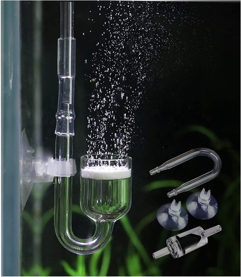 Aquarium Glass CO2 Diffuser Atomizer with U Tube Check Valve Suction Cup Premium Version...