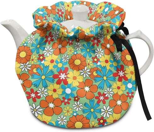 Hippie Flower Tea Cozy for Teapot, Heat Resistant Kettle Dust Cover, Breakfast Warmer Keep Warm Fit for Most Standard Size Teapots...