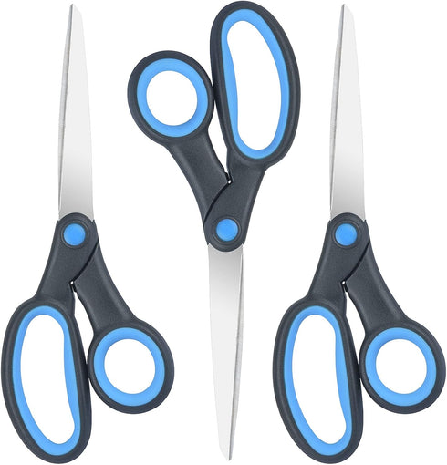 Left Handed Scissors, 8 Inch, Lefty Stainless Steel Sharp Blade Soft Comfort-Grip Handles Blunt Scissors for Adults School Student Kids(3 Pack)...