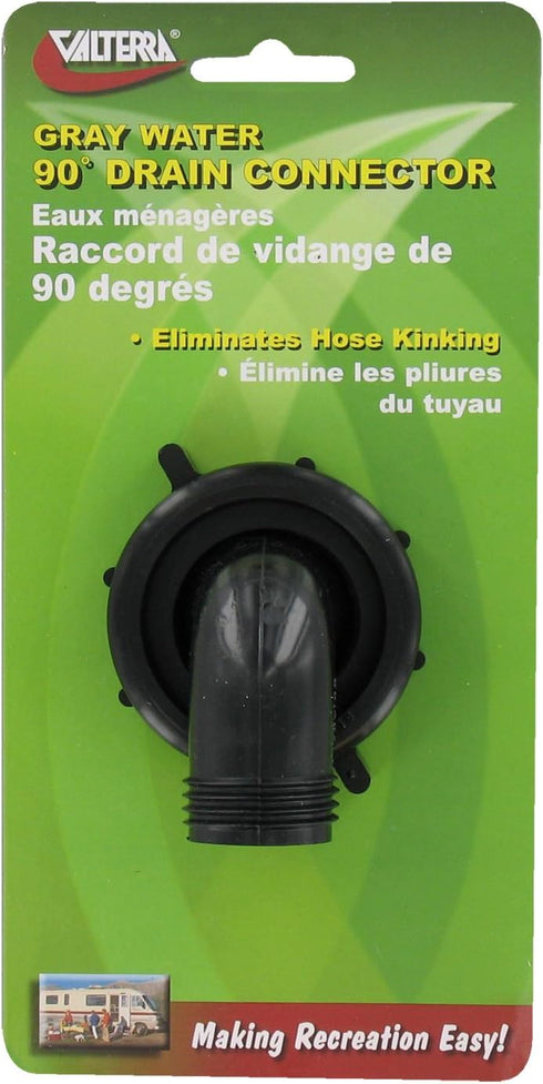 Valterra T01-0091VP Swivel Drain Connector - 90°, 1-1/2" x 3/4", Black...