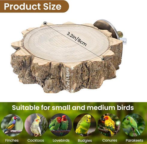 3PCS Bird Perch Natural Round Wooden Platform Parrot Perch Standing Branch for Chewing Exercise, Bird Stand Perch Swing Toys Cage Accessories for ...