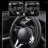 1 PC Car Steering Wheel Cover, Elastic Non-Inner Ring 3D Textured Leather Cover for All Seasons, Anti-Slip Easy-Grip Protection for 14.9" Steering...