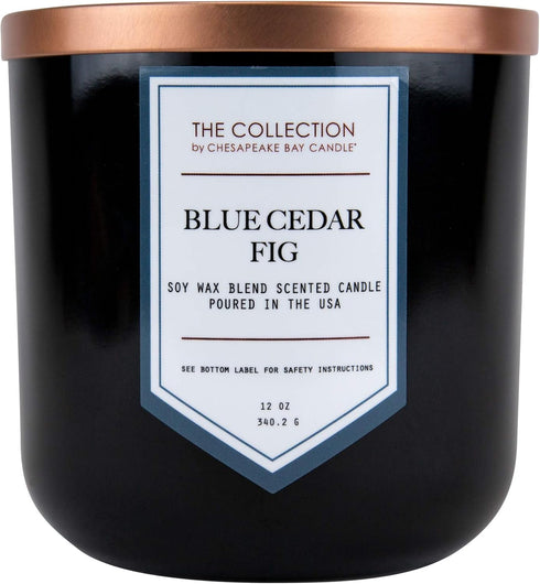 Chesapeake Bay Candle, The Collection, 2-Wick Soy Candle, Blue Cedar Fig, 12oz, Black with Copper Lid...