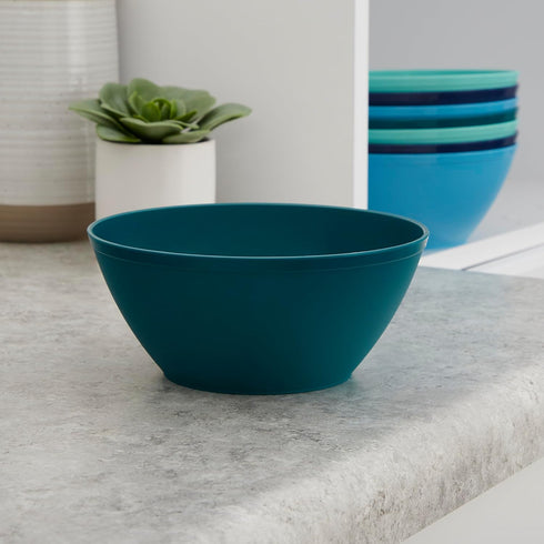 US Acrylic Unbreakable 28 oz. Plastic Stackable Cereal Bowls for Snacks & Ice Cream in Coastal Colors (Set of 8) 6-inch Reusable, BPA-Free, Made i...