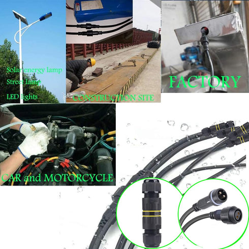 Outdoor Waterproof Connector,IP68 M16 2Way 3Core Electrical Cable Connector for 3.5-7mm Wire Range(AC 400V, 17.5A) Quick Repair Extend Power Cable...