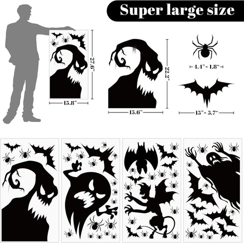 Large Halloween Window Clings Stickers, Halloween Window Decorations Halloween Window Silhouette for Windows Glass Walls...