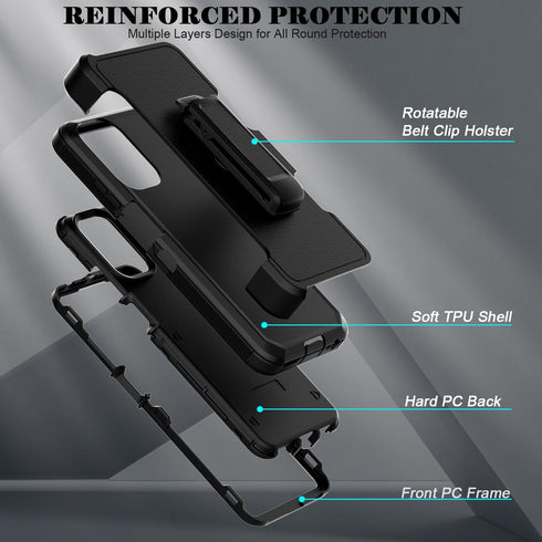 for Motorola Moto G 5G 2024 Case with Screen Protector, Belt Clip Holster Kickstand Rugged Full-Body Heavy Duty Protection Military Grade Shockpro...
