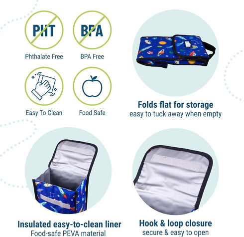 Wildkin Kids Insulated Lunch Bag – Reusable, Ideal for Hot/Cold Snacks, School & Travel - Out of this World...