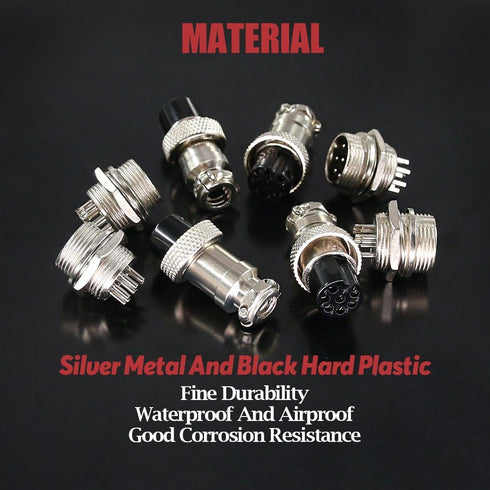 Hilitchi 32-Pieces 6 7 8 9 10 Pin 16mm Thread Male Female Panel Metal Aviation Wire Connector Plug Assortment Kit...