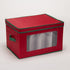Household Essentials 540RED Holiday China Storage Chest with Lid and Handles, Cocktail Glasses and Red Canvas with Green Trim...