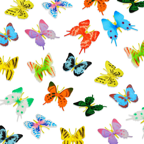 24 Pcs Plastic Butterflies Toy Butterflies Action Figures Art Lifelike Butterfly Decoration Removable Reusable for Party Favor Wall Decor, 12 Styl...