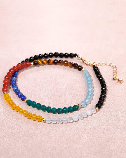 Jewever 7 Chakra Choker Necklace for Women Crystals and Healing Stones Balance Meditation Yoga Worry Stone Jewelry Gifts (16"+2")...