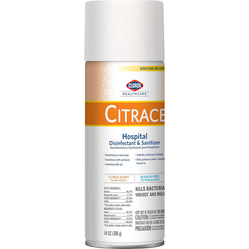 Clorox Healthcare Citrace Hospital Disinfectant and Sanitizer Aerosol Spray, Citrus Scent, Bleach Free, 14 Fluid (Package May Vary)...