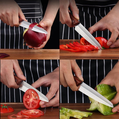 Leize 4.6-Inch Pro Paring Knife, High Carbon Stainless Steel Fruit/Vegetable Carving Knife with Wooden Ergonomic Handle (Wooden Brown)...