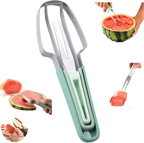 Watermelon cutter,3-in-1 Watermelon cutter Fork Slicer Fruit Cutting Fork Tool,Watermelon Popsicle Cutter, Stainless Steel watermelon cutter slice...