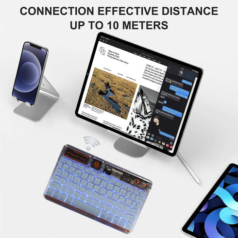 Wireless Bluetooth Keyboard,7 Colors Backlit Rechargeable Mac Keyboard, Silent Light Up Portable Keyboard for iPad iOS Android Windows Devices(Blu...