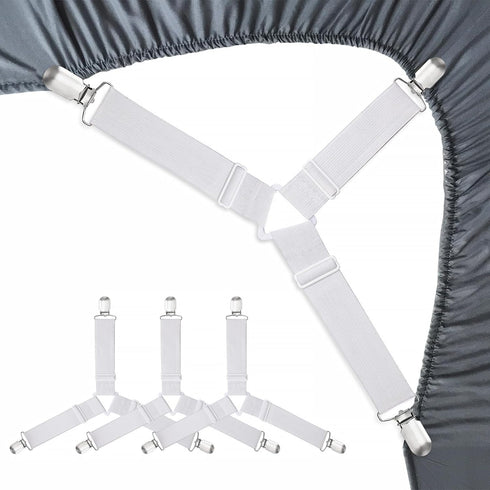 Bed Sheet Holder Straps Fitted Sheet Keepers Bedsheet Holders Fasteners - Elastic Adjustable Bedsheet Holders for a Wrinkle Bed Sheet...