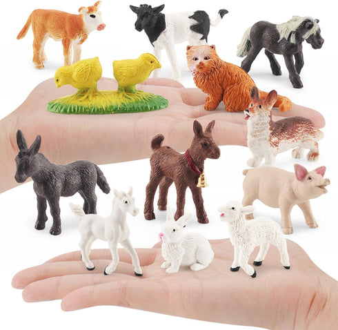 ONEST 30 Pieces Mini Farm Animal Figurines Playset Hand Painted Tiny Farm Animals Realistic Detailed Plastic Puppy Figures Toys for Kids Adults...