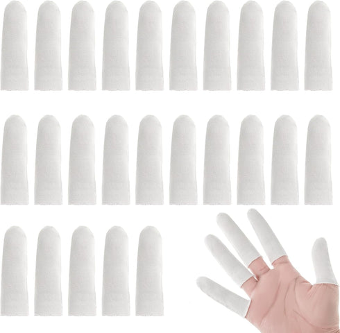 100PCS Finger Cot White Breathable Cotton Finger Condoms Elastic Fingertip Gloves Thumb Bandages Tubular Gauze, Finger Protectors for Finger Tips,...