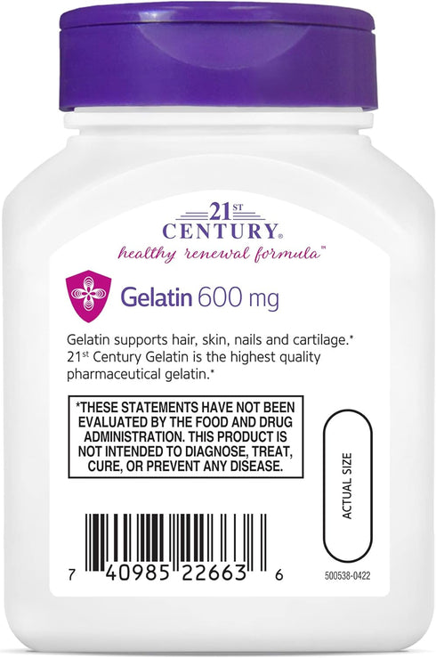 21st Century Gelatin 600mg, 100 Capsules...