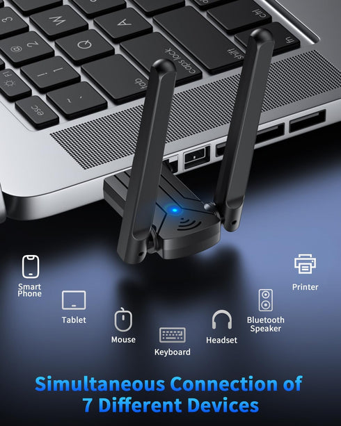 ZEXMTE Long Range USB Bluetooth Adapter for PC 5.4 USB Bluetooth Dongle with High Gain Antenna, Wireless Bluetooth Receiver 590FT / 180M, Plug &Pl...