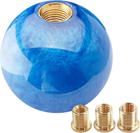 Round Ball Shift Knob Universal Marble Style Gear Shift Knob 5 6 Speed for Manual Automatic Vehicles with Adapters (Dark Blue)...